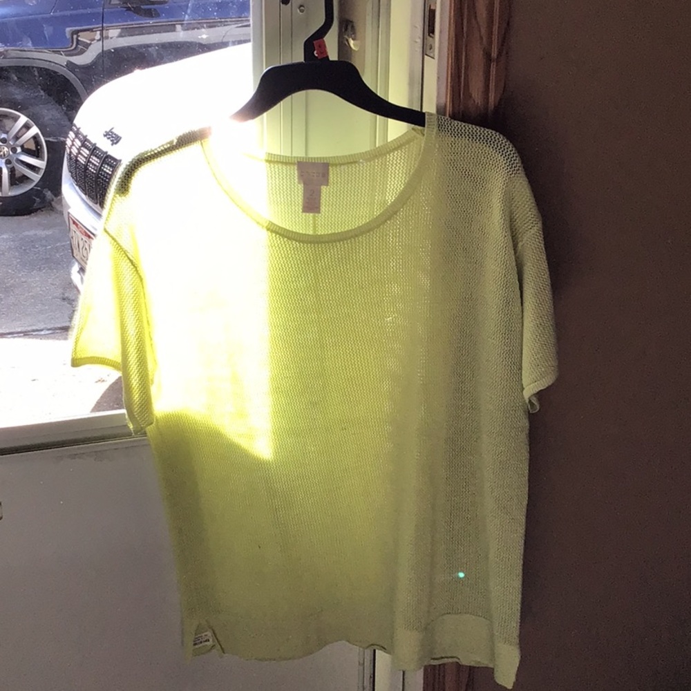 Chico’s waffle weave top with metallic accents